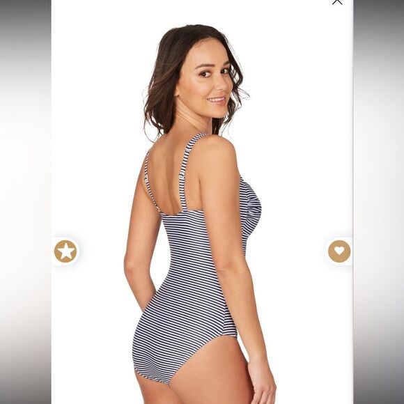 NIPTUCK Navy White Striped Nautical Sorrento Stripe Joanne One Piece Swimsuit - Picture 6 of 6